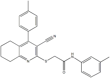 2-{[3-cyano-4-(4-methylphenyl)-5,6,7,8-tetrahydro-2-quinolinyl]sulfanyl}-N-(3-methylphenyl)acetamide Structure