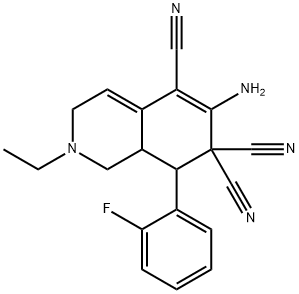 6-amino-2-ethyl-8-(2-fluorophenyl)-2,3,8,8a-tetrahydro-5,7,7(1H)-isoquinolinetricarbonitrile 구조식 이미지