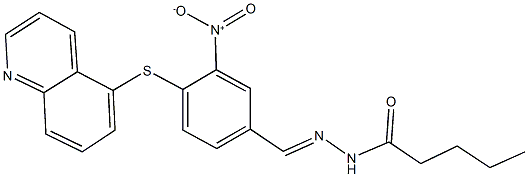 N'-[3-nitro-4-(5-quinolinylsulfanyl)benzylidene]pentanohydrazide 구조식 이미지