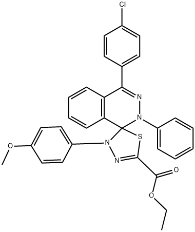 ethyl 4-(4-chlorophenyl)-4'-(4-methoxyphenyl)-2-phenyl-1,2,4',5'-tetrahydrospiro(phthalazine-1,5'-[1,3,4]-thiadiazole)-2'-carboxylate Structure