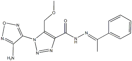 1-(4-amino-1,2,5-oxadiazol-3-yl)-5-(methoxymethyl)-N'-(1-phenylethylidene)-1H-1,2,3-triazole-4-carbohydrazide 구조식 이미지