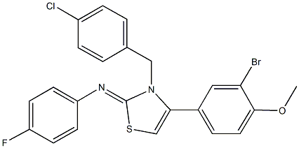 N-(4-(3-bromo-4-methoxyphenyl)-3-(4-chlorobenzyl)-1,3-thiazol-2(3H)-ylidene)-N-(4-fluorophenyl)amine Structure