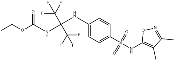 ethyl 1-(4-{[(3,4-dimethyl-5-isoxazolyl)amino]sulfonyl}anilino)-2,2,2-trifluoro-1-(trifluoromethyl)ethylcarbamate 구조식 이미지
