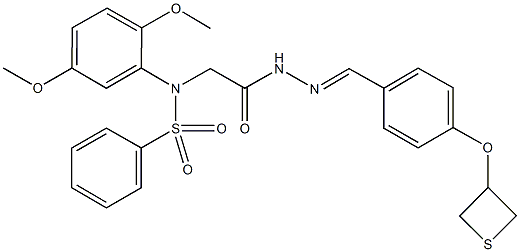 N-(2,5-dimethoxyphenyl)-N-(2-oxo-2-{2-[4-(3-thietanyloxy)benzylidene]hydrazino}ethyl)benzenesulfonamide Structure