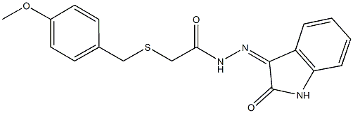 2-[(4-methoxybenzyl)sulfanyl]-N'-(2-oxo-1,2-dihydro-3H-indol-3-ylidene)acetohydrazide 구조식 이미지