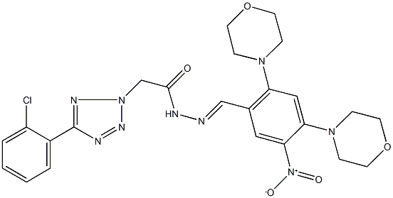 2-[5-(2-chlorophenyl)-2H-tetraazol-2-yl]-N'-[5-nitro-2,4-di(4-morpholinyl)benzylidene]acetohydrazide Structure