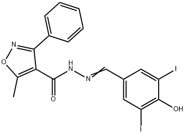 N'-(4-hydroxy-3,5-diiodobenzylidene)-5-methyl-3-phenyl-4-isoxazolecarbohydrazide 구조식 이미지