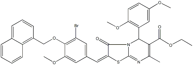 ethyl 2-[3-bromo-5-methoxy-4-(1-naphthylmethoxy)benzylidene]-5-(2,5-dimethoxyphenyl)-7-methyl-3-oxo-2,3-dihydro-5H-[1,3]thiazolo[3,2-a]pyrimidine-6-carboxylate Structure