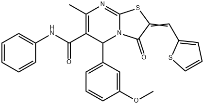 5-(3-methoxyphenyl)-7-methyl-3-oxo-N-phenyl-2-(2-thienylmethylene)-2,3-dihydro-5H-[1,3]thiazolo[3,2-a]pyrimidine-6-carboxamide 구조식 이미지