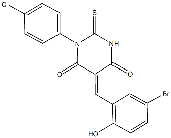 5-(5-bromo-2-hydroxybenzylidene)-1-(4-chlorophenyl)-2-thioxodihydro-4,6(1H,5H)-pyrimidinedione 구조식 이미지