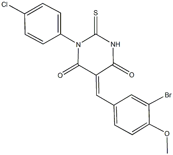 5-(3-bromo-4-methoxybenzylidene)-1-(4-chlorophenyl)-2-thioxodihydro-4,6(1H,5H)-pyrimidinedione Structure