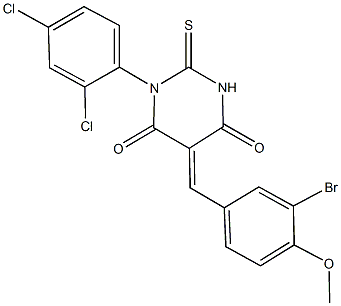 5-(3-bromo-4-methoxybenzylidene)-1-(2,4-dichlorophenyl)-2-thioxodihydro-4,6(1H,5H)-pyrimidinedione Structure