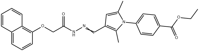 ethyl 4-(2,5-dimethyl-3-{2-[(1-naphthyloxy)acetyl]carbohydrazonoyl}-1H-pyrrol-1-yl)benzoate 구조식 이미지