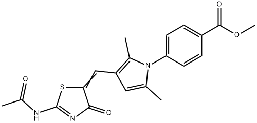 methyl 4-(3-{[2-(acetylimino)-4-oxo-1,3-thiazolidin-5-ylidene]methyl}-2,5-dimethyl-1H-pyrrol-1-yl)benzoate 구조식 이미지