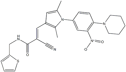 2-cyano-3-{1-[3-nitro-4-(1-piperidinyl)phenyl]-2,5-dimethyl-1H-pyrrol-3-yl}-N-(2-thienylmethyl)acrylamide Structure