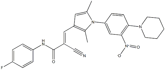 2-cyano-N-(4-fluorophenyl)-3-{1-[3-nitro-4-(1-piperidinyl)phenyl]-2,5-dimethyl-1H-pyrrol-3-yl}acrylamide Structure