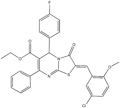 ethyl 2-(5-chloro-2-methoxybenzylidene)-5-(4-fluorophenyl)-3-oxo-7-phenyl-2,3-dihydro-5H-[1,3]thiazolo[3,2-a]pyrimidine-6-carboxylate 구조식 이미지