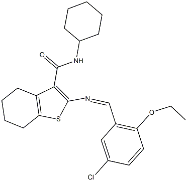 2-[(5-chloro-2-ethoxybenzylidene)amino]-N-cyclohexyl-4,5,6,7-tetrahydro-1-benzothiophene-3-carboxamide Structure