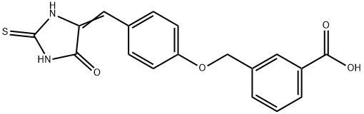 3-({4-[(5-oxo-2-thioxo-4-imidazolidinylidene)methyl]phenoxy}methyl)benzoic acid 구조식 이미지