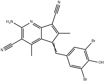 2-amino-5-(3,5-dibromo-4-hydroxybenzylidene)-4,6-dimethyl-5H-cyclopenta[b]pyridine-3,7-dicarbonitrile Structure