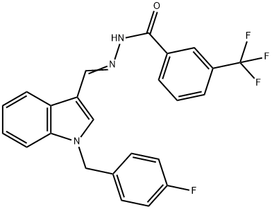 N'-{[1-(4-fluorobenzyl)-1H-indol-3-yl]methylene}-3-(trifluoromethyl)benzohydrazide 구조식 이미지
