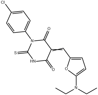 1-(4-chlorophenyl)-5-{[5-(diethylamino)-2-furyl]methylene}-2-thioxodihydro-4,6(1H,5H)-pyrimidinedione Structure