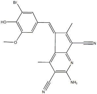2-amino-5-(3-bromo-4-hydroxy-5-methoxybenzylidene)-4,6-dimethyl-5H-cyclopenta[b]pyridine-3,7-dicarbonitrile 구조식 이미지