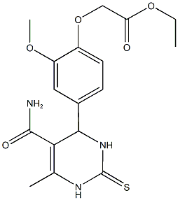 ethyl {4-[5-(aminocarbonyl)-6-methyl-2-thioxo-1,2,3,4-tetrahydro-4-pyrimidinyl]-2-methoxyphenoxy}acetate Structure