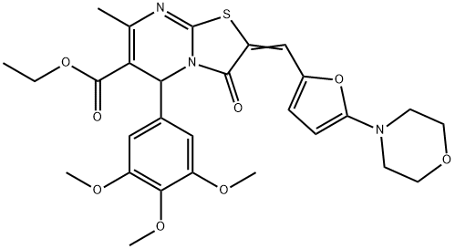 ethyl 7-methyl-2-{[5-(4-morpholinyl)-2-furyl]methylene}-3-oxo-5-(3,4,5-trimethoxyphenyl)-2,3-dihydro-5H-[1,3]thiazolo[3,2-a]pyrimidine-6-carboxylate Structure