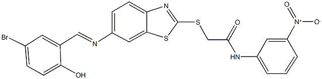 2-({6-[(5-bromo-2-hydroxybenzylidene)amino]-1,3-benzothiazol-2-yl}sulfanyl)-N-{3-nitrophenyl}acetamide 구조식 이미지