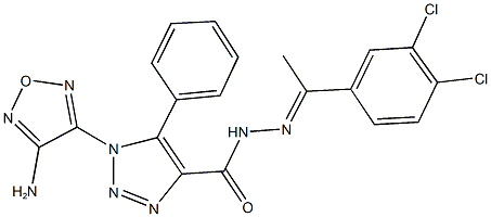 1-(4-amino-1,2,5-oxadiazol-3-yl)-N'-[1-(3,4-dichlorophenyl)ethylidene]-5-phenyl-1H-1,2,3-triazole-4-carbohydrazide 구조식 이미지