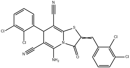 5-amino-2-(2,3-dichlorobenzylidene)-7-(2,3-dichlorophenyl)-3-oxo-2,3-dihydro-7H-[1,3]thiazolo[3,2-a]pyridine-6,8-dicarbonitrile 구조식 이미지