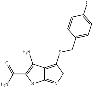 4-amino-3-[(4-chlorobenzyl)sulfanyl]thieno[2,3-c]isothiazole-5-carboxamide Structure