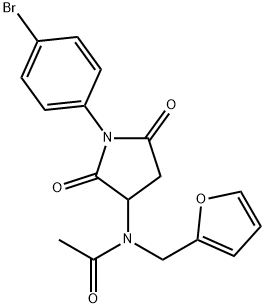 N-[1-(4-bromophenyl)-2,5-dioxo-3-pyrrolidinyl]-N-(2-furylmethyl)acetamide 구조식 이미지