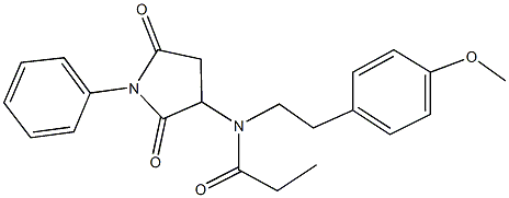 N-(2,5-dioxo-1-phenyl-3-pyrrolidinyl)-N-[2-(4-methoxyphenyl)ethyl]propanamide 구조식 이미지