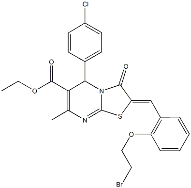 ethyl 2-[2-(2-bromoethoxy)benzylidene]-5-(4-chlorophenyl)-7-methyl-3-oxo-2,3-dihydro-5H-[1,3]thiazolo[3,2-a]pyrimidine-6-carboxylate 구조식 이미지