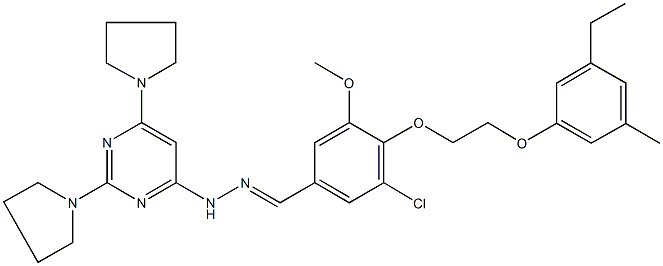 3-chloro-4-[2-(3-ethyl-5-methylphenoxy)ethoxy]-5-methoxybenzaldehyde [2,6-di(1-pyrrolidinyl)-4-pyrimidinyl]hydrazone Structure