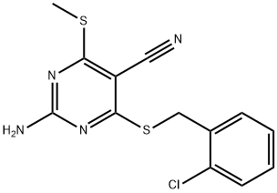 2-amino-4-[(2-chlorobenzyl)sulfanyl]-6-(methylsulfanyl)pyrimidine-5-carbonitrile 구조식 이미지