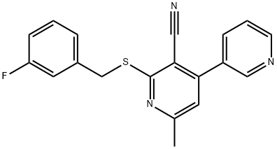 3-cyano-2-[(3-fluorobenzyl)sulfanyl]-6-methyl-4,3'-bipyridine Structure