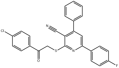 2-{[2-(4-chlorophenyl)-2-oxoethyl]sulfanyl}-6-(4-fluorophenyl)-4-phenylnicotinonitrile Structure
