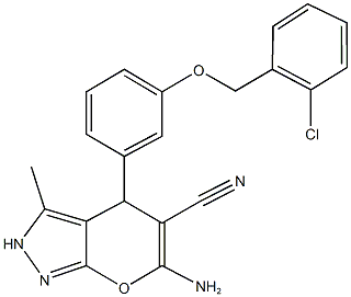 6-amino-4-{3-[(2-chlorobenzyl)oxy]phenyl}-3-methyl-2,4-dihydropyrano[2,3-c]pyrazole-5-carbonitrile 구조식 이미지