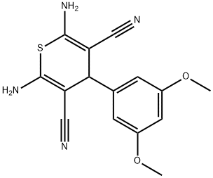 2,6-diamino-4-(3,5-dimethoxyphenyl)-4H-thiopyran-3,5-dicarbonitrile Structure