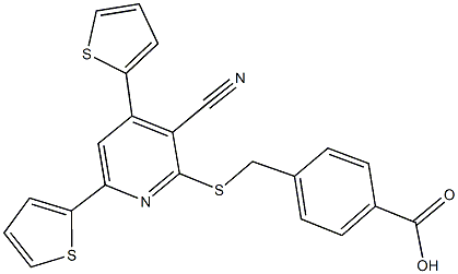 4-({[3-cyano-4,6-di(2-thienyl)-2-pyridinyl]sulfanyl}methyl)benzoic acid 구조식 이미지