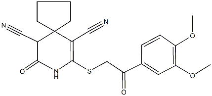 7-{[2-(3,4-dimethoxyphenyl)-2-oxoethyl]sulfanyl}-9-oxo-8-azaspiro[4.5]dec-6-ene-6,10-dicarbonitrile 구조식 이미지