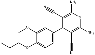 2,6-diamino-4-(3-methoxy-4-propoxyphenyl)-4H-thiopyran-3,5-dicarbonitrile 구조식 이미지