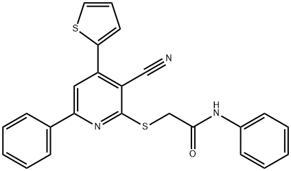 2-{[3-cyano-6-phenyl-4-(2-thienyl)-2-pyridinyl]sulfanyl}-N-phenylacetamide Structure