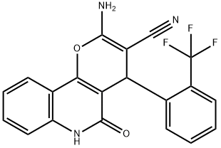 2-amino-5-oxo-4-[2-(trifluoromethyl)phenyl]-5,6-dihydro-4H-pyrano[3,2-c]quinoline-3-carbonitrile 구조식 이미지