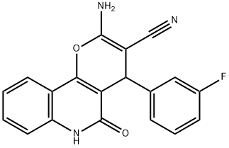 2-amino-4-(3-fluorophenyl)-5-oxo-5,6-dihydro-4H-pyrano[3,2-c]quinoline-3-carbonitrile 구조식 이미지