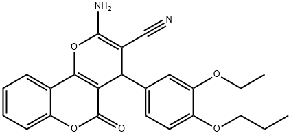 2-amino-4-(3-ethoxy-4-propoxyphenyl)-5-oxo-4H,5H-pyrano[3,2-c]chromene-3-carbonitrile 구조식 이미지