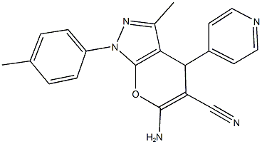 6-amino-3-methyl-1-(4-methylphenyl)-4-(4-pyridinyl)-1,4-dihydropyrano[2,3-c]pyrazole-5-carbonitrile Structure